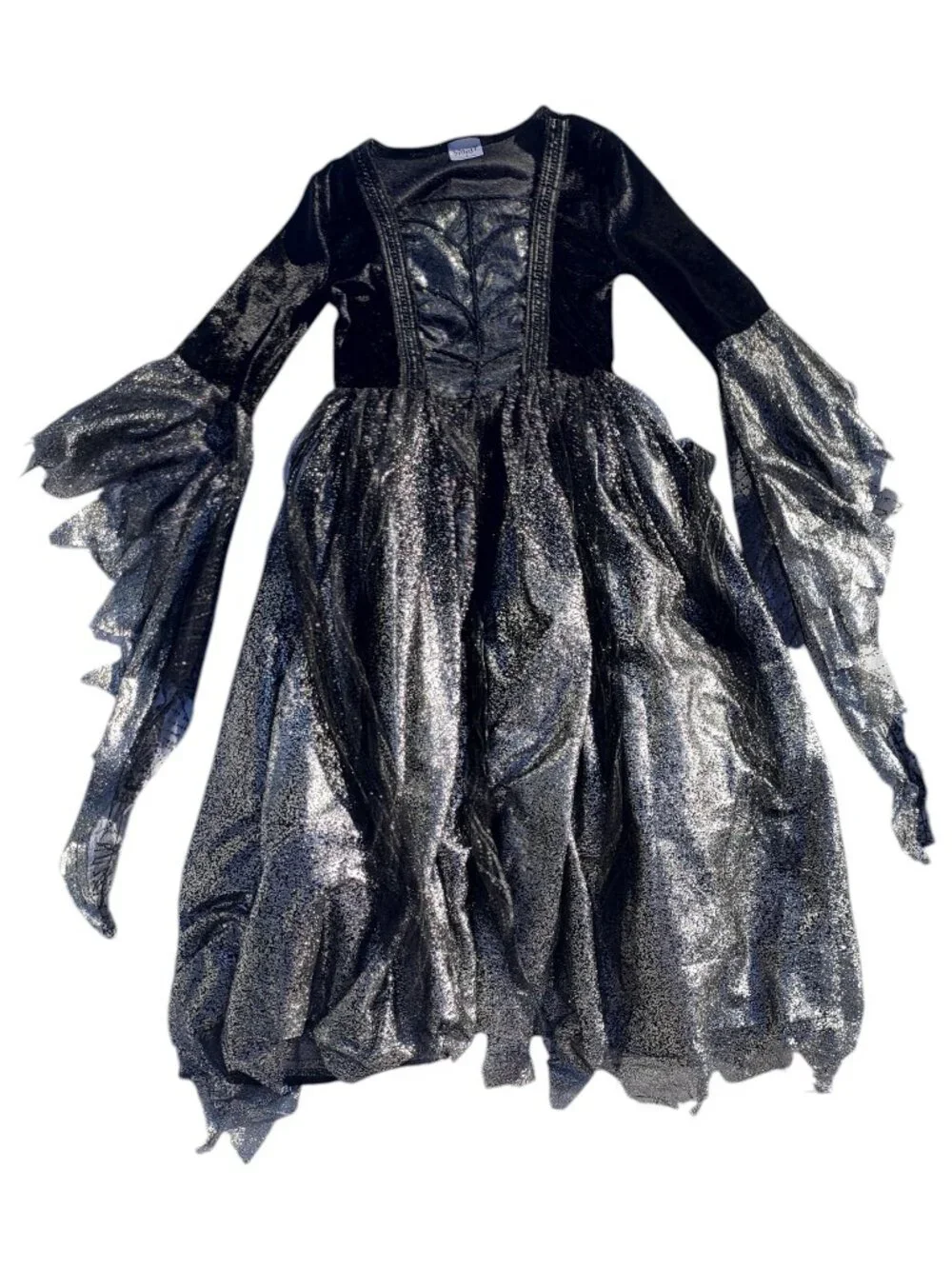 Spirit Halloween Gothic Witch Costume Black and Silver Girl's/Children's Size S